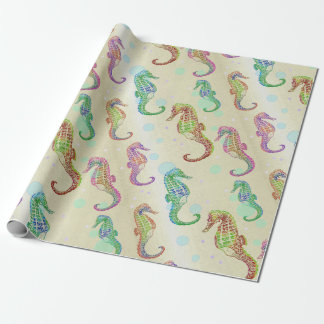 Seahorses Gold Wrapping Paper