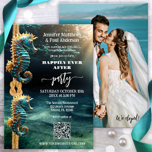 Seahorses Happily Ever After Wedding Photo Invitation