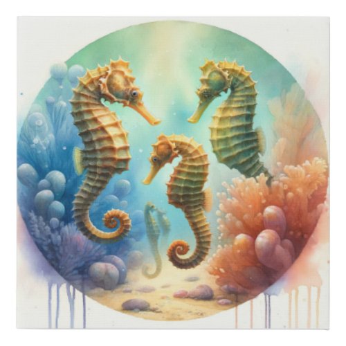 Seahorses in Harmony 280524AREF114 _ Watercolor Faux Canvas Print