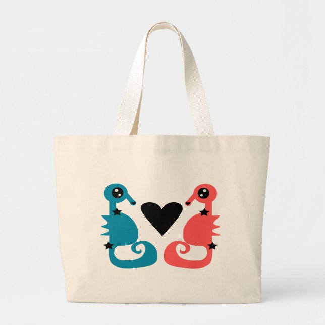 Seahorses in love large tote bag (Front)