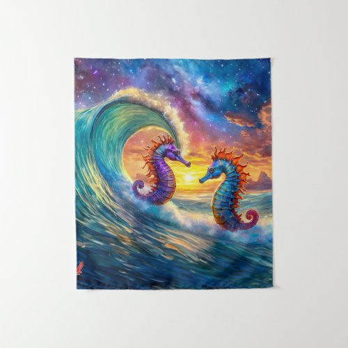 Seahorses In Space 01 Design By Rich AMeN Gill Tapestry