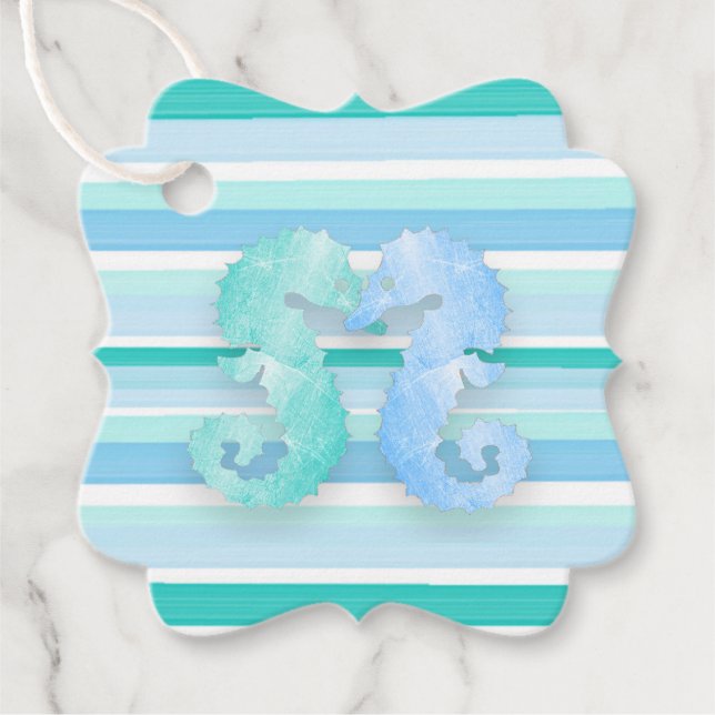 Seahorses Kissing Wedding Thank You Favor Tags (Front)