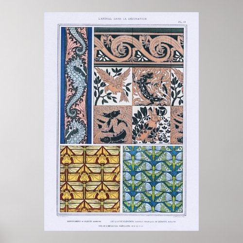 Seahorses Lizards Dragonflies Butterflies Poster