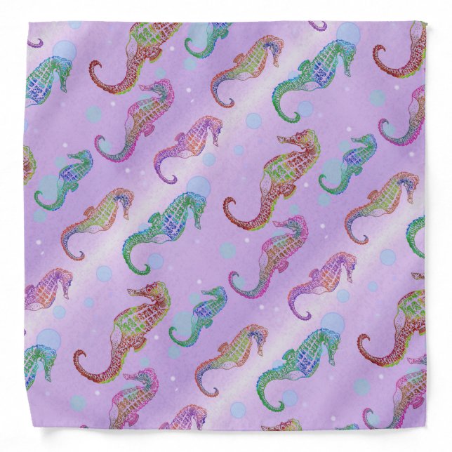 Seahorses Mauve Bandana (Front)