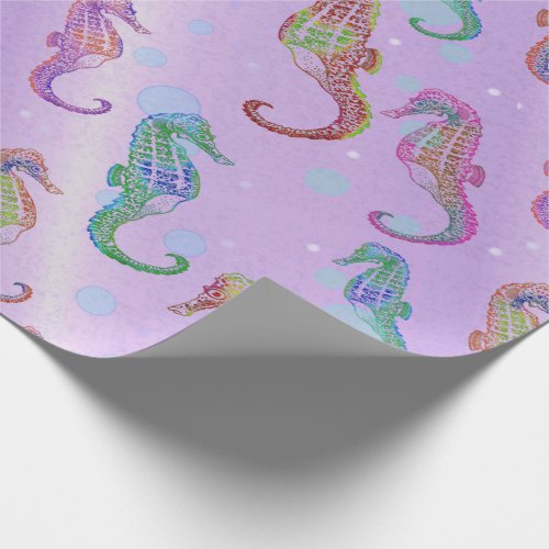 Seahorses Mauve Wrapping Paper