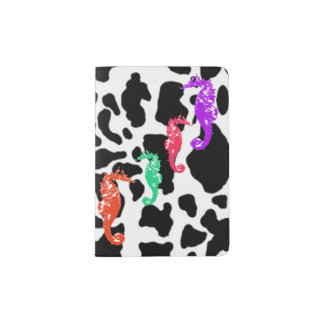 Seahorses on Cow Print Passport Holder