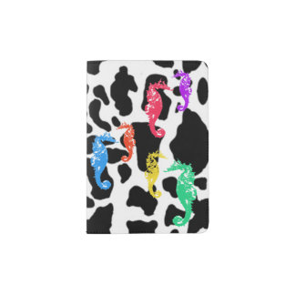 Seahorses on Cow Print Passport Holder