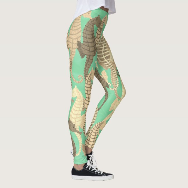 Seahorses on Mint Green - Leggings (Right)