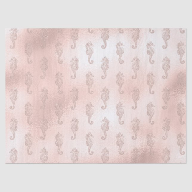Seahorses on Pink Decoupage Tissue Paper (Front)