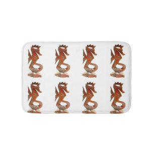 seahorses on white bath mat