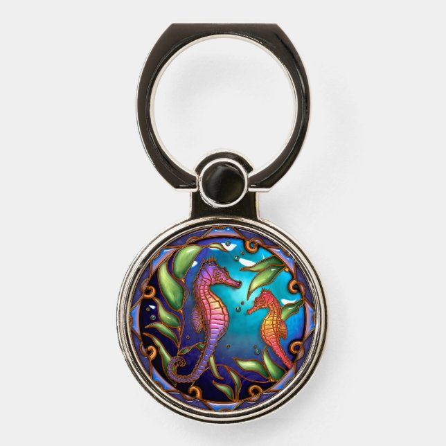 Seahorses Orange-Purple Duo Phone Grip (Front)