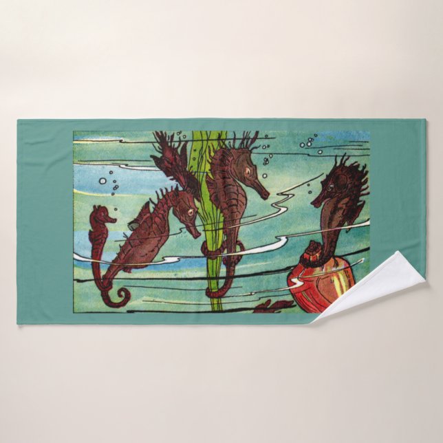 seahorses print bath towel set (Bath Towel)