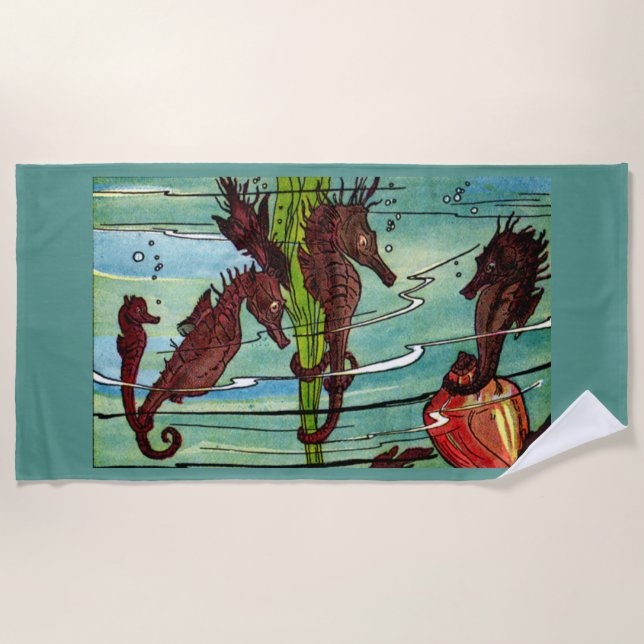 seahorses print beach towel (Front)