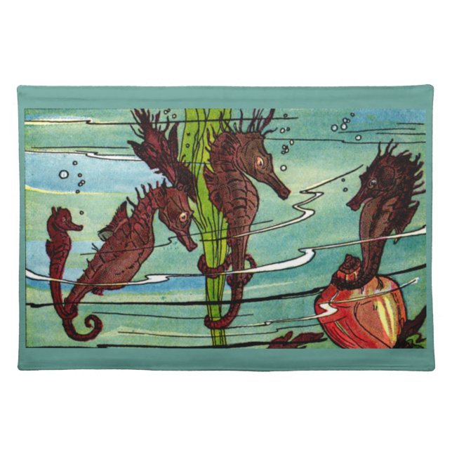 seahorses print cloth placemat (Front)