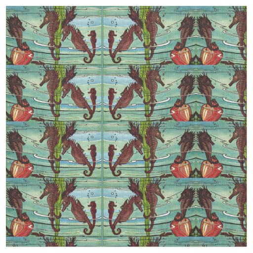 seahorses print fabric