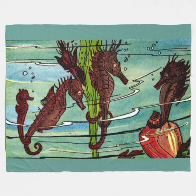 seahorses print fleece blanket (Front (Horizontal))