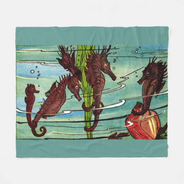 seahorses print fleece blanket (Front (Horizontal))