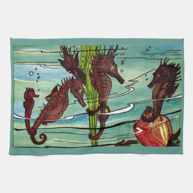 seahorses print kitchen towel (Horizontal)