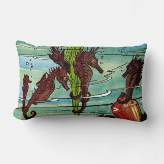 seahorses print lumbar pillow