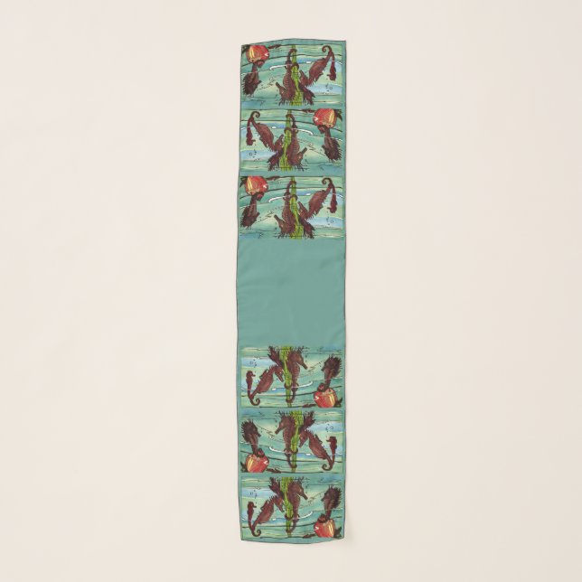 seahorses print scarf (Front)