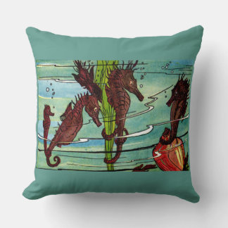 seahorses print throw pillow