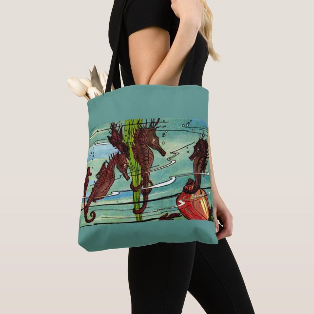 seahorses print tote bag (Close Up)