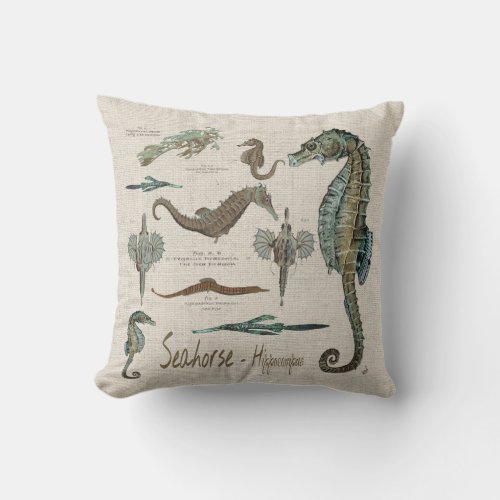 Seahorses Sea dragons and Sea pipes Throw Pillow