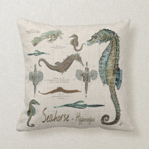Seahorses, Sea dragons, and Sea pipes Throw Pillow
