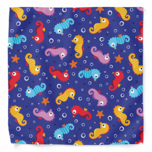 Seahorses Seamless Pattern Bandana