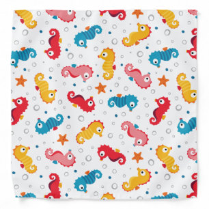 Seahorses Seamless Pattern Bandana