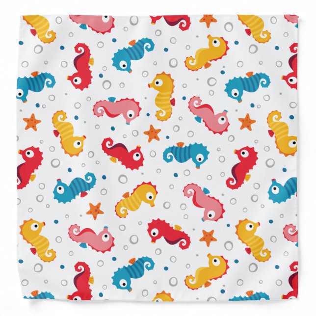 Seahorses Seamless Pattern Bandana (Front)