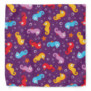 Seahorses Seamless Pattern Bandana