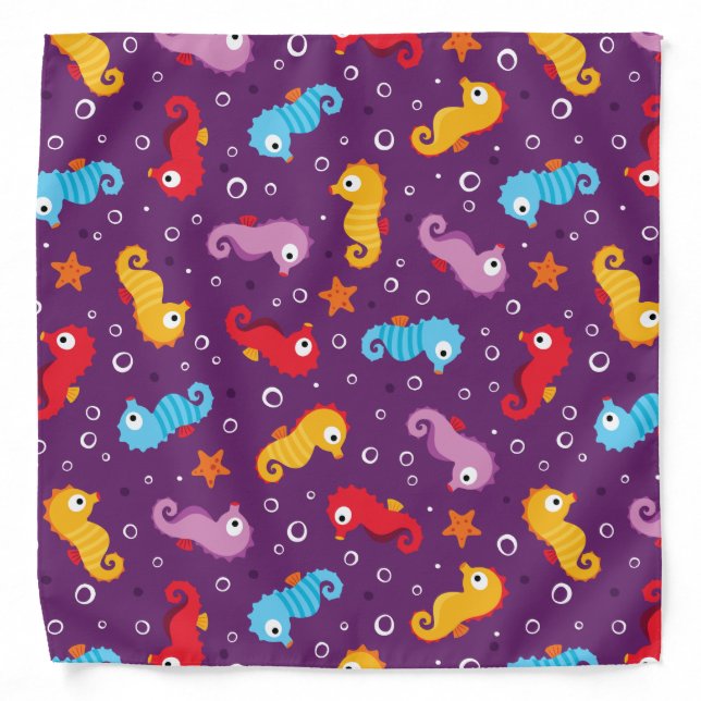 Seahorses Seamless Pattern Bandana (Front)