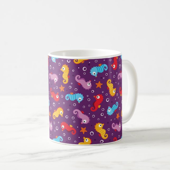 Seahorses Seamless Pattern Coffee Mug (Front Right)