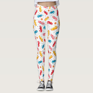 Seahorses Seamless Pattern Leggings