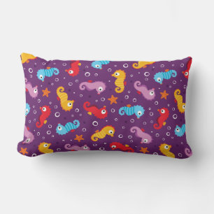 Seahorses Seamless Pattern Lumbar Pillow