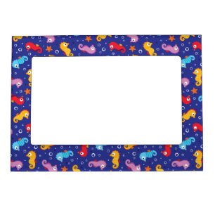 Seahorses Seamless Pattern Magnetic Frame