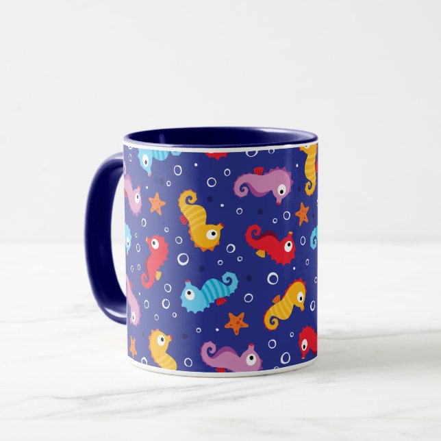 Seahorses Seamless Pattern Mug (Front Left)