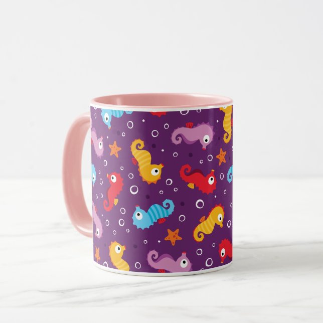 Seahorses Seamless Pattern Mug (Front Left)