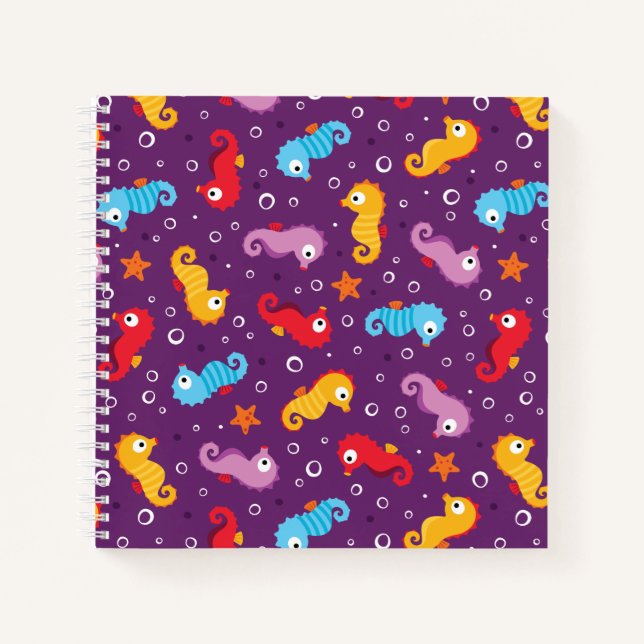 Seahorses Seamless Pattern Notebook (Front)