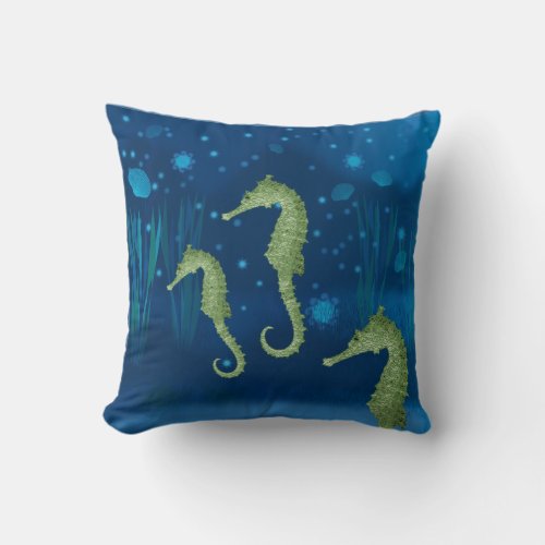 Seahorses Throw Pillow