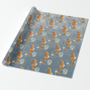 Seahorses Under The Deep Blue Sea Wrapping Paper