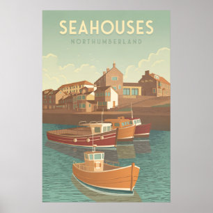 Seahouses Northumberland Travel Poster