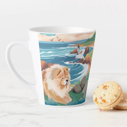 SEAKISSED chow dog ocean  Latte Mug