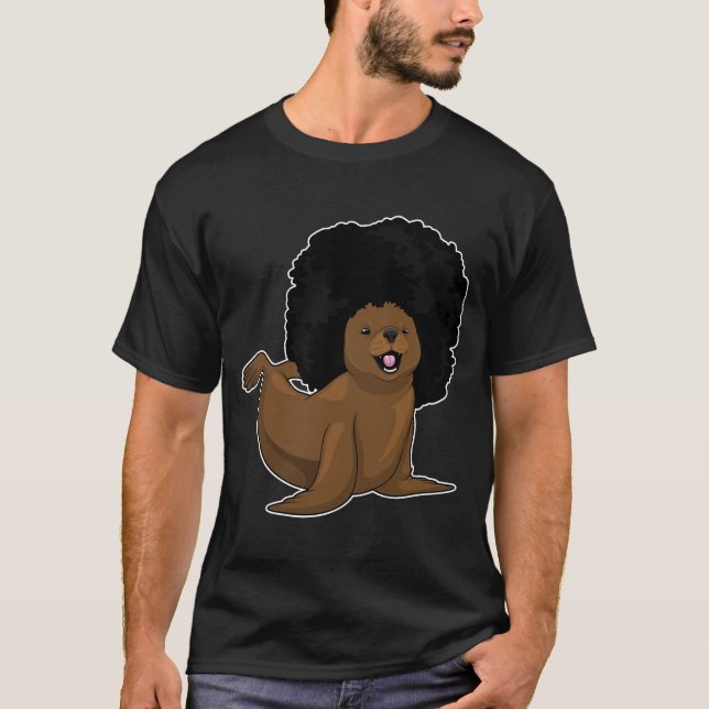 Seal Afro Hairs T-Shirt (Front)