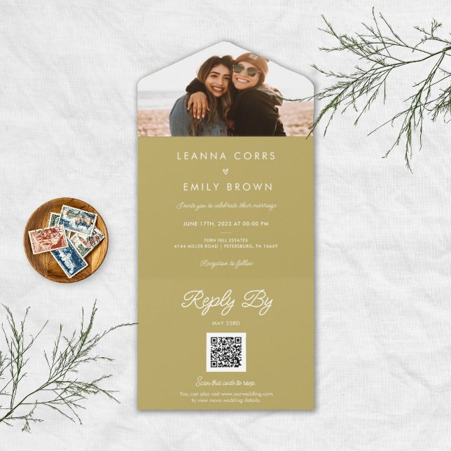 Seal and Send Inclusive Minimalist Wedding All In One Invitation (Creator Uploaded)