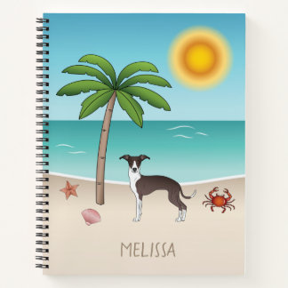 Seal And White Iggy Dog At Tropical Summer Beach Notebook