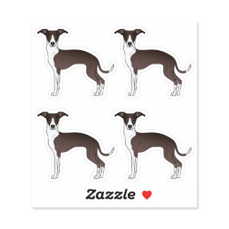 Seal And White Italian Greyhound Cartoon Dogs Sticker