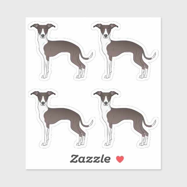 Seal And White Italian Greyhound Cartoon Dogs Sticker (Sheet)