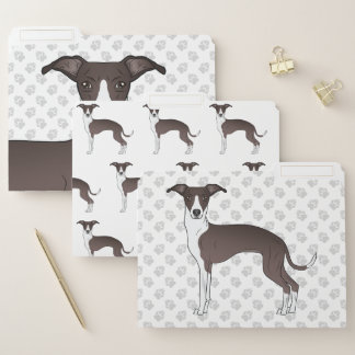 Seal And White Italian Greyhound Cute Cartoon Dog File Folder